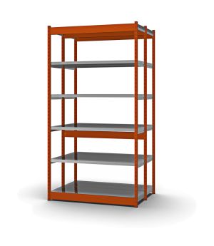 Fachboden-Rohrregal Grundregal RR, 2.000×1.325×500 mm, verzinkt