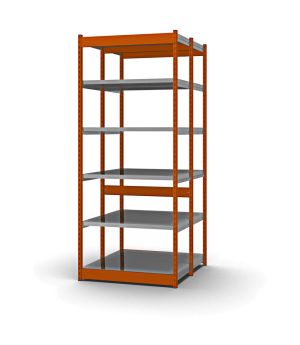 Fachboden-Rohrregal Grundregal RR, 2.000×1.025×600 mm, verzinkt