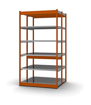 Fachboden-Rohrregal Grundregal RR, 2.000×1.325×600 mm, verzinkt