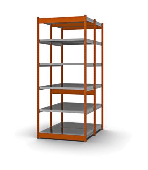 Fachboden-Rohrregal Grundregal RR, 2.000×1.025×800 mm, verzinkt