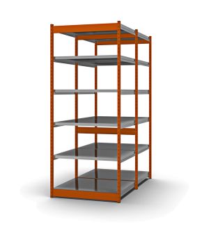 Fachboden-Rohrregal Grundregal RR, 2.500×1.025×400 mm, verzinkt