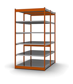 Fachboden-Rohrregal Grundregal RR, 2.500×1.325×400 mm, verzinkt