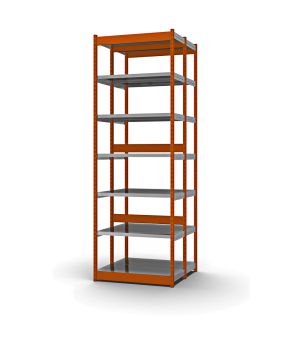 Fachboden-Rohrregal Grundregal RR, 2.500×1.025×500 mm, verzinkt