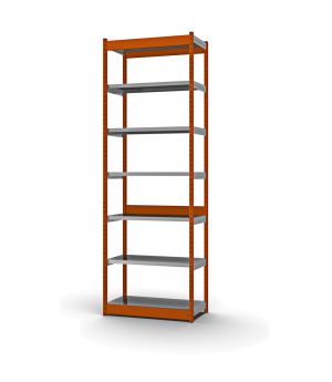 Fachboden-Rohrregal Grundregal RR, 2.500×1.025×500 mm, verzinkt