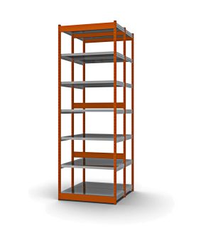 Fachboden-Rohrregal Grundregal RR, 2.500×1.025×600 mm, verzinkt