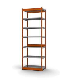 Fachboden-Rohrregal Grundregal RR, 2.500×1.025×600 mm, verzinkt