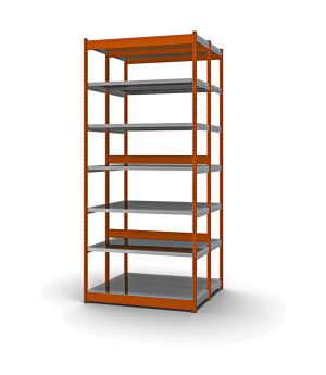 Fachboden-Rohrregal Grundregal RR, 2.500×1.325×600 mm, verzinkt