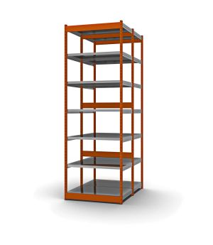 Fachboden-Rohrregal Grundregal RR, 3.000×1.325×400 mm, verzinkt