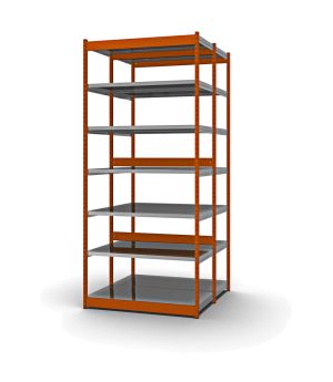 Fachboden-Rohrregal Grundregal RR, 3.000×1.025×500 mm, verzinkt