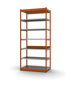 Fachboden-Rohrregal Grundregal RR, 3.000×1.025×500 mm, verzinkt