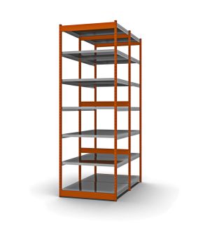 Fachboden-Rohrregal Grundregal RR, 3.000×1.325×500 mm, verzinkt