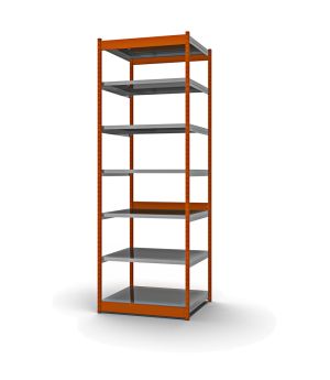 Fachboden-Rohrregal Grundregal RR, 3.000×1.325×500 mm, verzinkt
