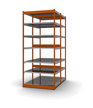 Fachboden-Rohrregal Grundregal RR, 3.000×1.025×600 mm, verzinkt