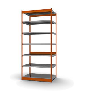Fachboden-Rohrregal Grundregal RR, 3.000×1.025×600 mm, verzinkt