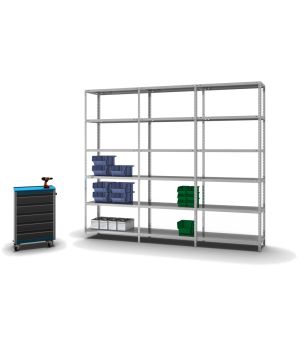 Fachbodenregal Anbauregal WR, 2.500×1.000×400 mm, verzinkt