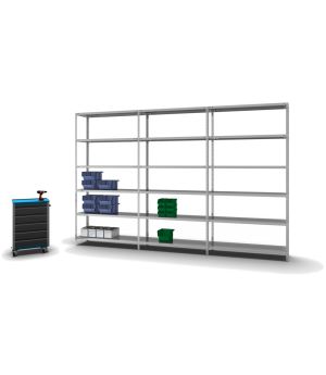 Fachbodenregal Anbauregal WR, 2.500×1.300×400 mm, verzinkt
