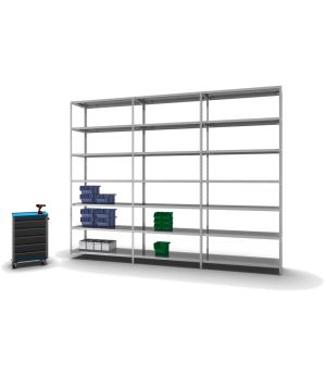Fachbodenregal Anbauregal WR, 3.000×1.300×500 mm, verzinkt