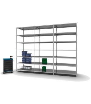 Fachbodenregal Anbauregal WR, 3.000×1.300×800 mm, verzinkt