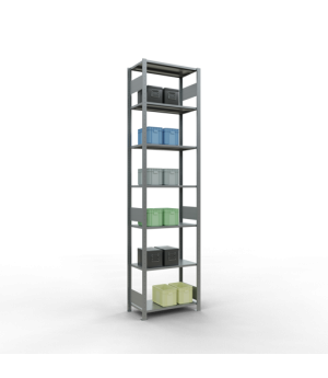 Schwerlastregal Grundregal 3000x750x400 mm, 7 Fachböden, 150 kg Fachlast, Längenriegel, verzinkt