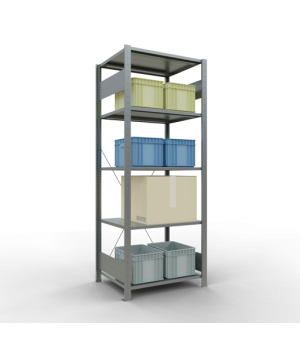 Schwerlastregal Grundregal 2000x750x600 mm, 5 Fachböden, 150 kg Fachlast, Kreuzstrebe, verzinkt
