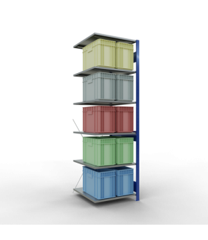 Schwerlastregal Anbauregal 2500x750x800 mm, 6 Fachböden, 150 kg Fachlast, Kreuzstrebe, RAL 5010 enzianblau/verzinkt