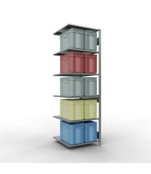 Schwerlastregal Anbauregal 2500x750x800 mm, 6 Fachböden, 150 kg Fachlast, Längenriegel, verzinkt