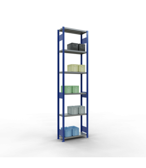 Schwerlastregal Grundregal 3000x750x300 mm (HxBxT), 7 Fachböden, 250 kg Fachlast, Längenriegel, RAL 5010 enzianblau/verzinkt