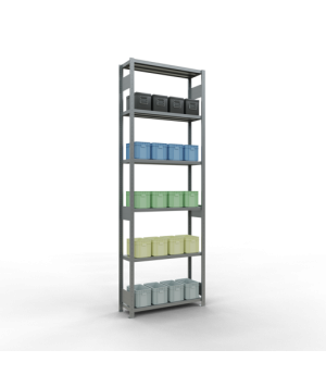 Schwerlastregal Grundregal 3000x1000x300 mm (HxBxT), 7 Fachböden, 250 kg Fachlast, Längenriegel, verzinkt
