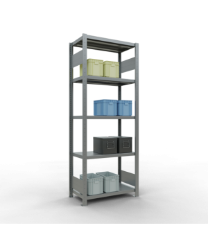 Schwerlastregal Grundregal 2000x750x400 mm (HxBxT), 5 Fachböden, 250 kg Fachlast, Längenriegel, verzinkt
