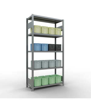 Schwerlastregal Grundregal 2000x1000x400 mm (HxBxT), 5 Fachböden, 250 kg Fachlast, Längenriegel, verzinkt