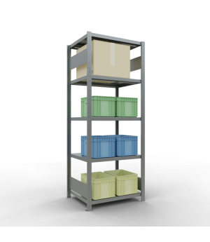 Schwerlastregal Grundregal 2000x750x600 mm (HxBxT), 5 Fachböden, 250 kg Fachlast, Längenriegel, verzinkt