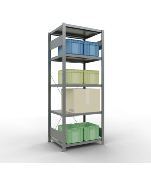 Schwerlastregal Grundregal 2000x750x600 mm (HxBxT), 5 Fachböden, 250 kg Fachlast, Kreuzstrebe, verzinkt