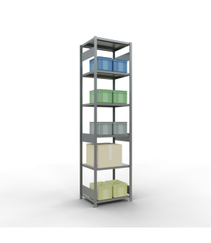 Schwerlastregal Grundregal 3000x750x600 mm (HxBxT), 7 Fachböden, 250 kg Fachlast, Längenriegel, verzinkt
