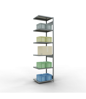 Schwerlastregal Anbauregal 3000x750x600 mm (HxBxT), 7 Fachböden, 250 kg Fachlast, Längenriegel, verzinkt