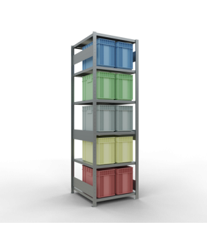 Schwerlastregal Grundregal 2500x750x800 mm (HxBxT), 6 Fachböden, 250 kg Fachlast, Längenriegel, verzinkt