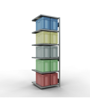 Schwerlastregal Anbauregal 2500x750x800 mm (HxBxT), 6 Fachböden, 250 kg Fachlast, Längenriegel, verzinkt