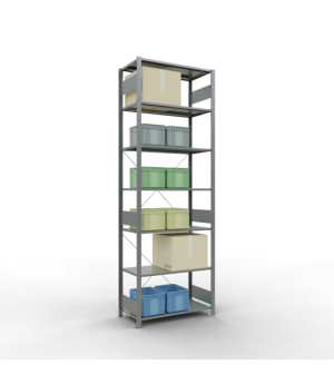 Schwerlastregal Grundregal, 3000x1000x500 mm (HxBxT), 7 Fachböden, 85 kg Fachlast, Kreuzstrebe, verzinkt