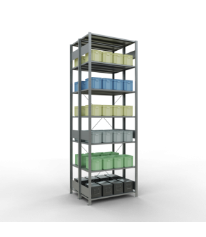 Schwerlastregal Doppel-Grundregal 3000x1000x(2x800) mm (HxBxT), 2x7 Fachböden, 150 kg Fachlast, Kreuzstrebe, verzinkt