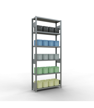 Schwerlastregal Grundregal, 2500x1000x300 mm (HxBxT), 6 Fachböden, Fachlast 330 kg, Längenriegel, verzinkt