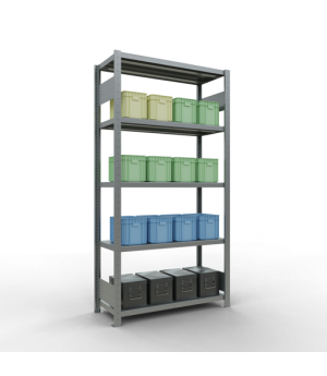 Schwerlastregal Grundregal, 2000x1000x400 mm (HxBxT), 5 Fachböden, Fachlast 330 kg, Längenriegel, verzinkt