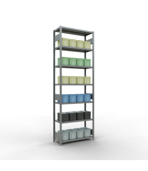 Schwerlastregal Grundregal, 3000x1000x400 mm (HxBxT), 7 Fachböden, Fachlast 330 kg, Längenriegel, verzinkt