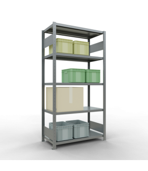 Schwerlastregal Grundregal, 2000x1000x500 mm (HxBxT), 5 Fachböden, Fachlast 330 kg, Längenriegel, verzinkt