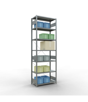 Schwerlastregal Grundregal, 3000x1000x500 mm (HxBxT), 7 Fachböden, Fachlast 330 kg, Kreuzstrebe, verzinkt
