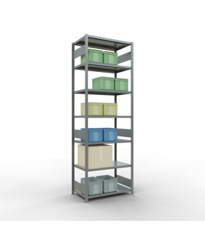 Schwerlastregal Grundregal, 3000x1000x600 mm (HxBxT), 7 Fachböden, Fachlast 330 kg, Längenriegel, verzinkt
