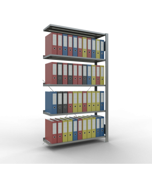 Büroregal Steckregal Anbauregal 1800x1000x300 mm, 5 Fachböden, 85 kg Fachlast, Kreuzstrebe, verzinkt, mit Anschlagleiste