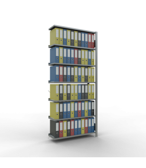 Büroregal Steckregal Anbauregal 2300x1000x300 mm, 7 Fachböden, 85 kg Fachlast, Kreuzstrebe, verzinkt, mit Anschlagleiste