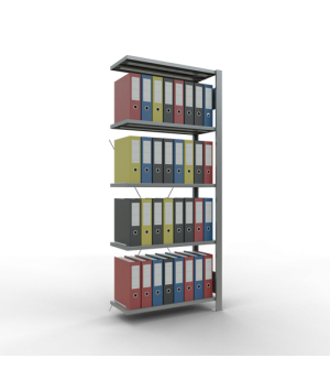 Büroregal Steckregal Anbauregal 1800x750x300 mm, 5 Fachböden, 85 kg Fachlast, Kreuzstrebe, verzinkt, ohne Anschlagleiste