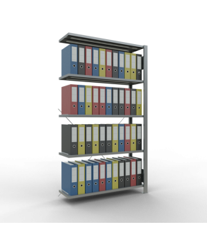 Büroregal Steckregal Anbauregal 1800x1000x300 mm, 5 Fachböden, 85 kg Fachlast, Kreuzstrebe, verzinkt, ohne Anschlagleiste