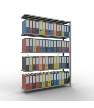 Büroregal Steckregal Anbauregal 1800x1300x300 mm, 5 Fachböden, 85 kg Fachlast, Kreuzstrebe, verzinkt, ohne Anschlagleiste
