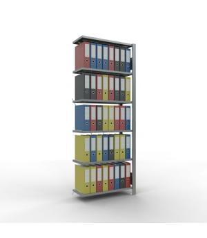 Büroregal Steckregal Anbauregal 2000x750x300 mm, 6 Fachböden, 85 kg Fachlast, Kreuzstrebe, verzinkt, ohne Anschlagleiste